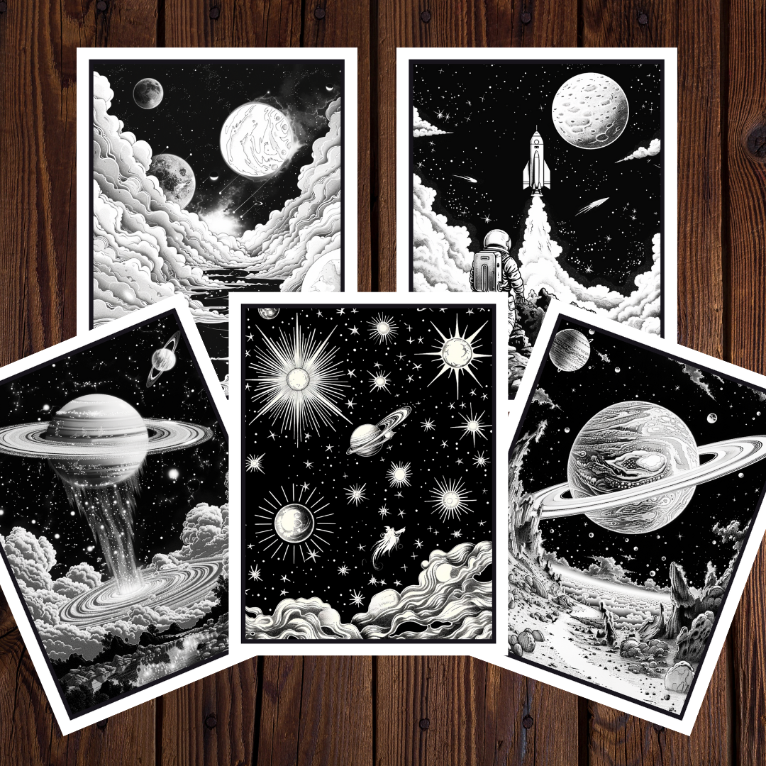 Cosmic Adventures Adult Coloring Book Vol. 1 - 25 Printable Coloring Pages