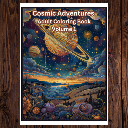 Cosmic Adventures Adult Coloring Book Vol. 1 - 25 Printable Coloring Pages