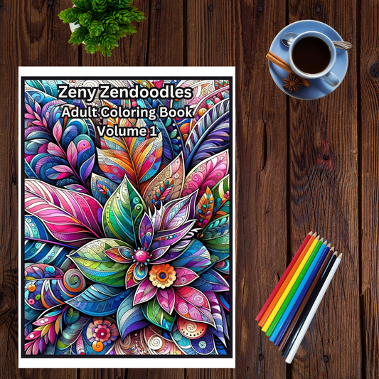 Zeny Zendoodles Adult Coloring Book Vol. 1 - 25 Printable Coloring Pages