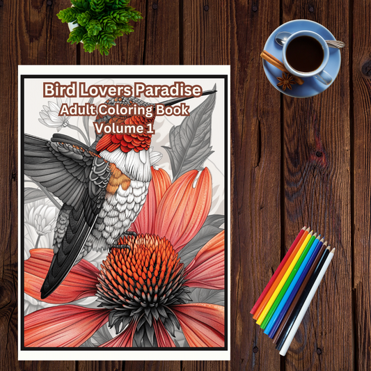 Bird Lovers Paradise Adult Coloring Book Vol. 1 - 25 Printable Coloring Pages