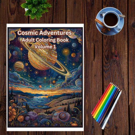 Cosmic Adventures Adult Coloring Book Vol. 1 - 25 Printable Coloring Pages